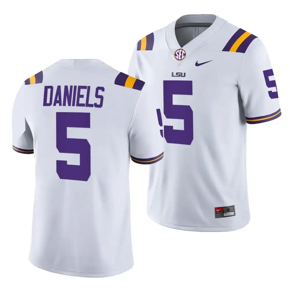 Men's LSU Tigers Jayden Daniels #5 2022 Trade 5 White NCAA Football Jersey